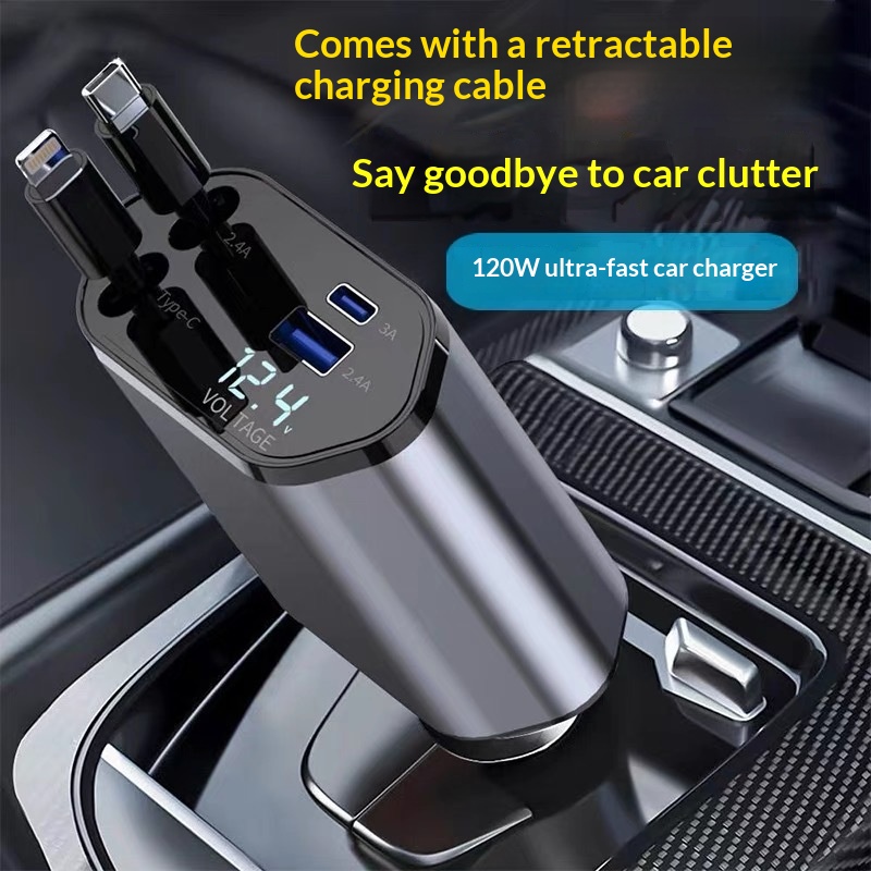 Two retractable cables built in